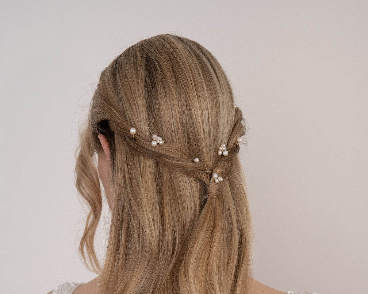 Lot De 6 Pics à Cheveux écru Et Turquoise - Pour Mariée, Mariage, Robe De Soirée