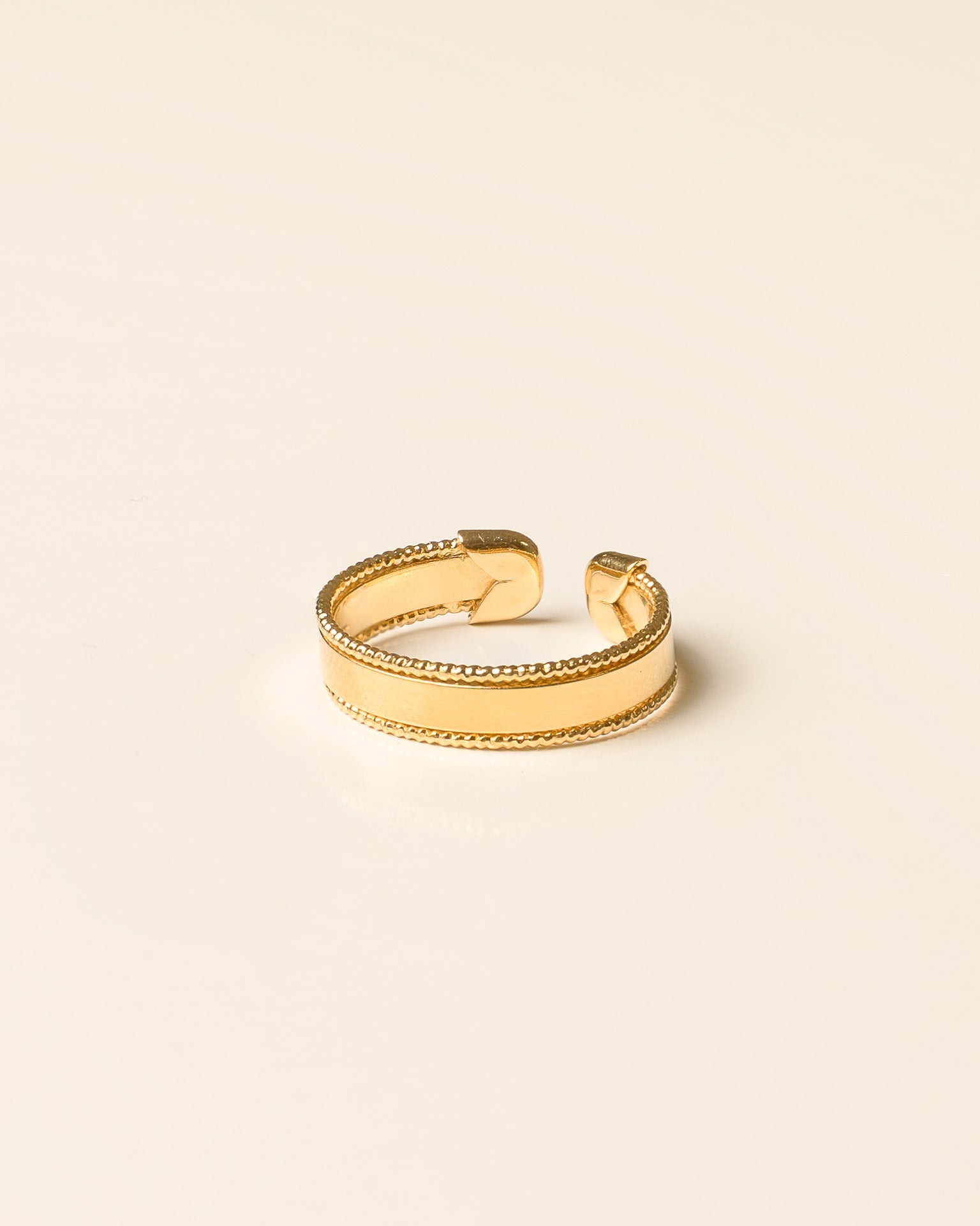 Bague pour femme plaqué or ajustable bords texturés