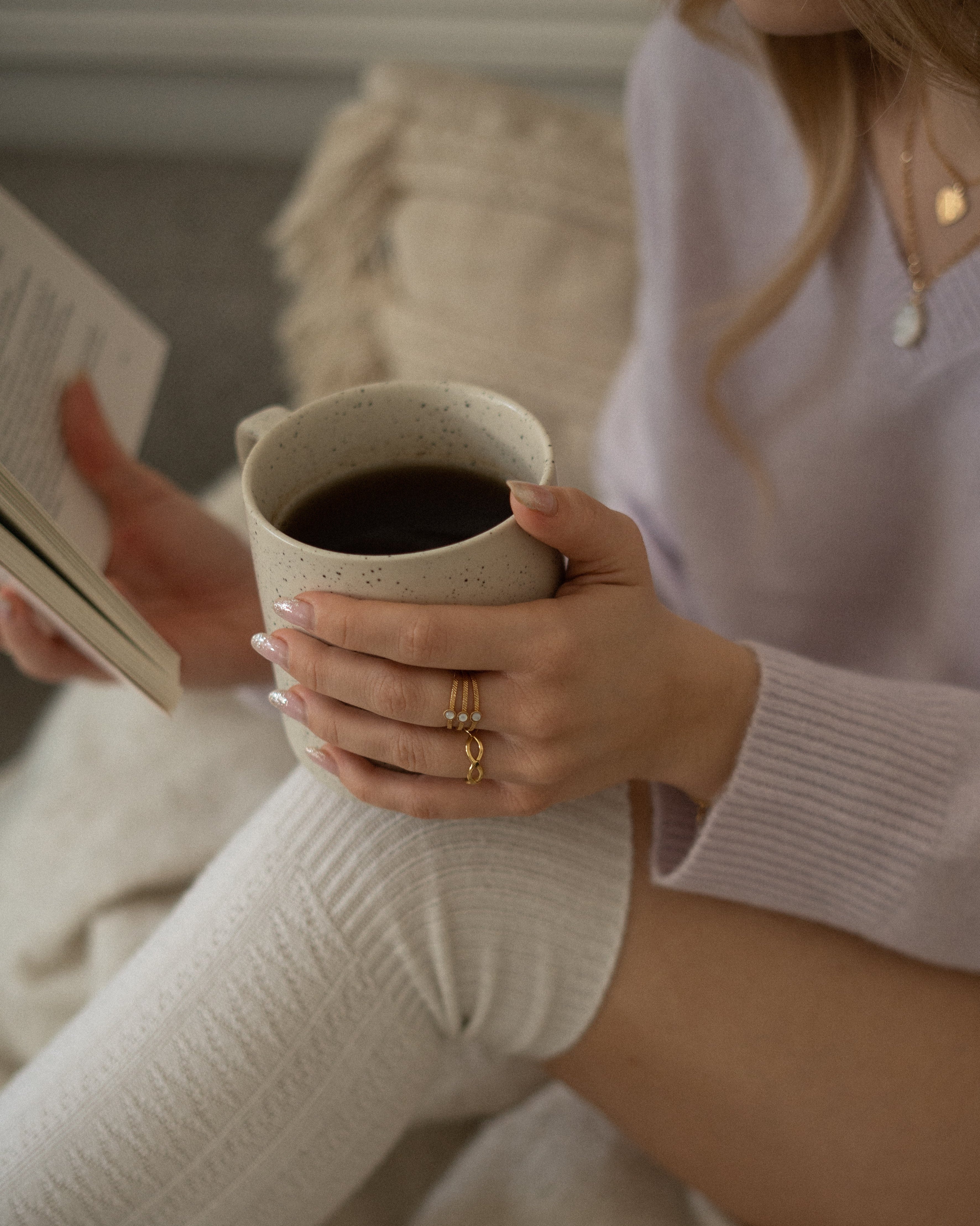 Bague pour femme plaqué or ajustable anneaux entrelacés