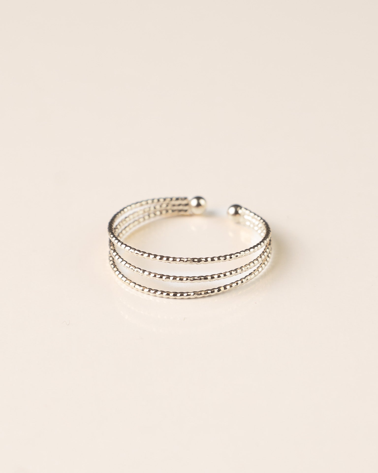 Bague pour femme plaqué argent ajustable et texturée triple anneaux
