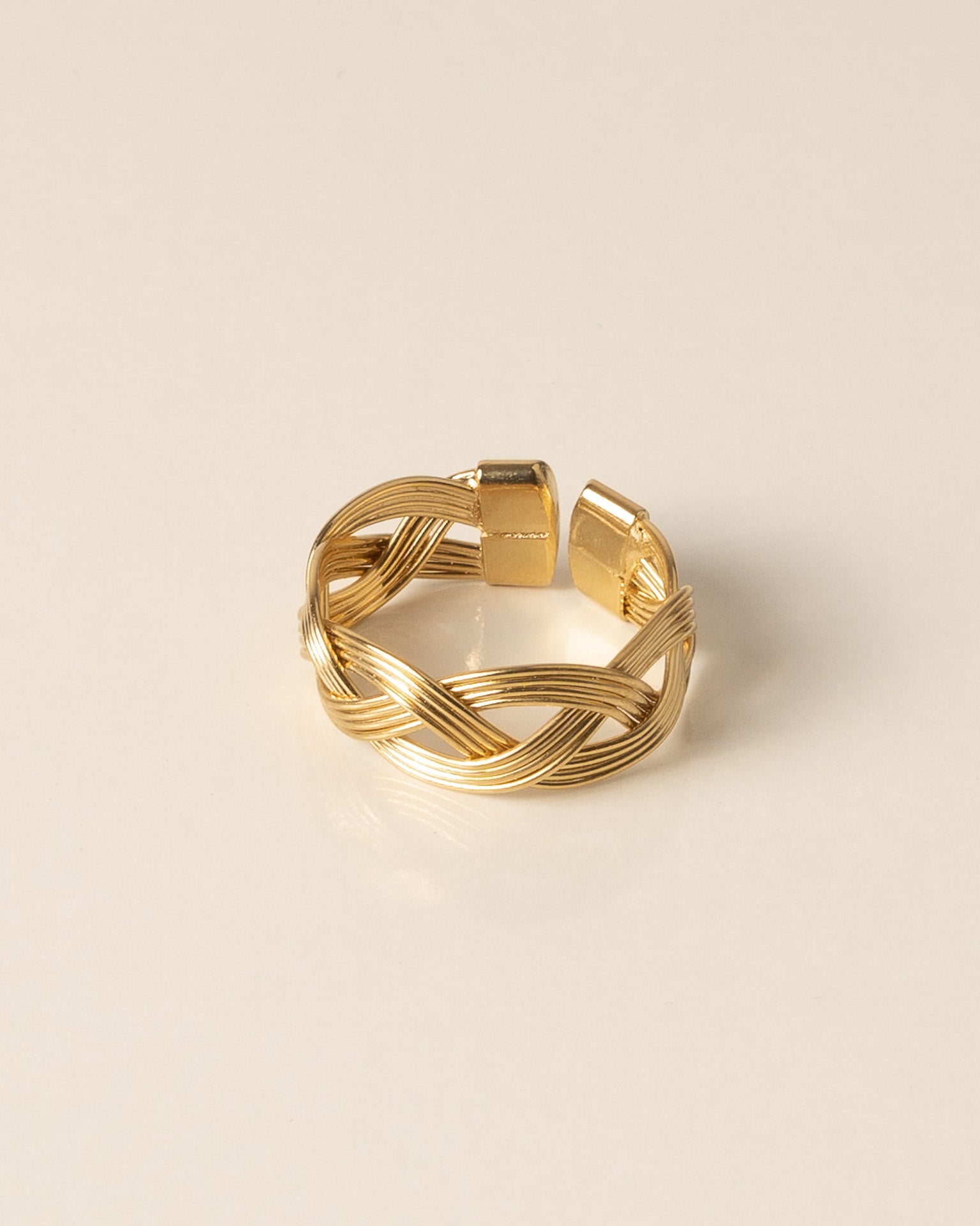 Bague pour femme plaqué or ajustable triple anneaux tressés