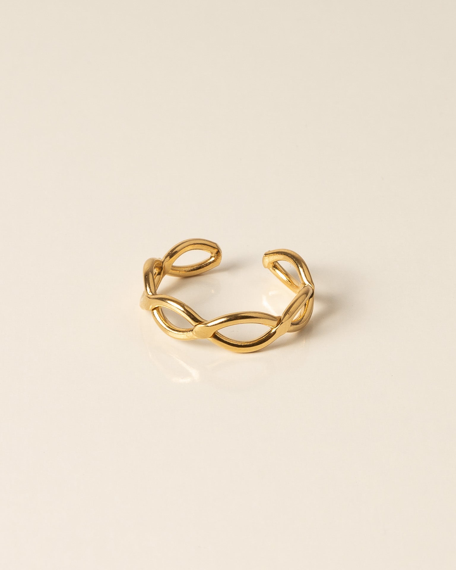 Bague pour femme plaqué or ajustable anneaux entrelacés