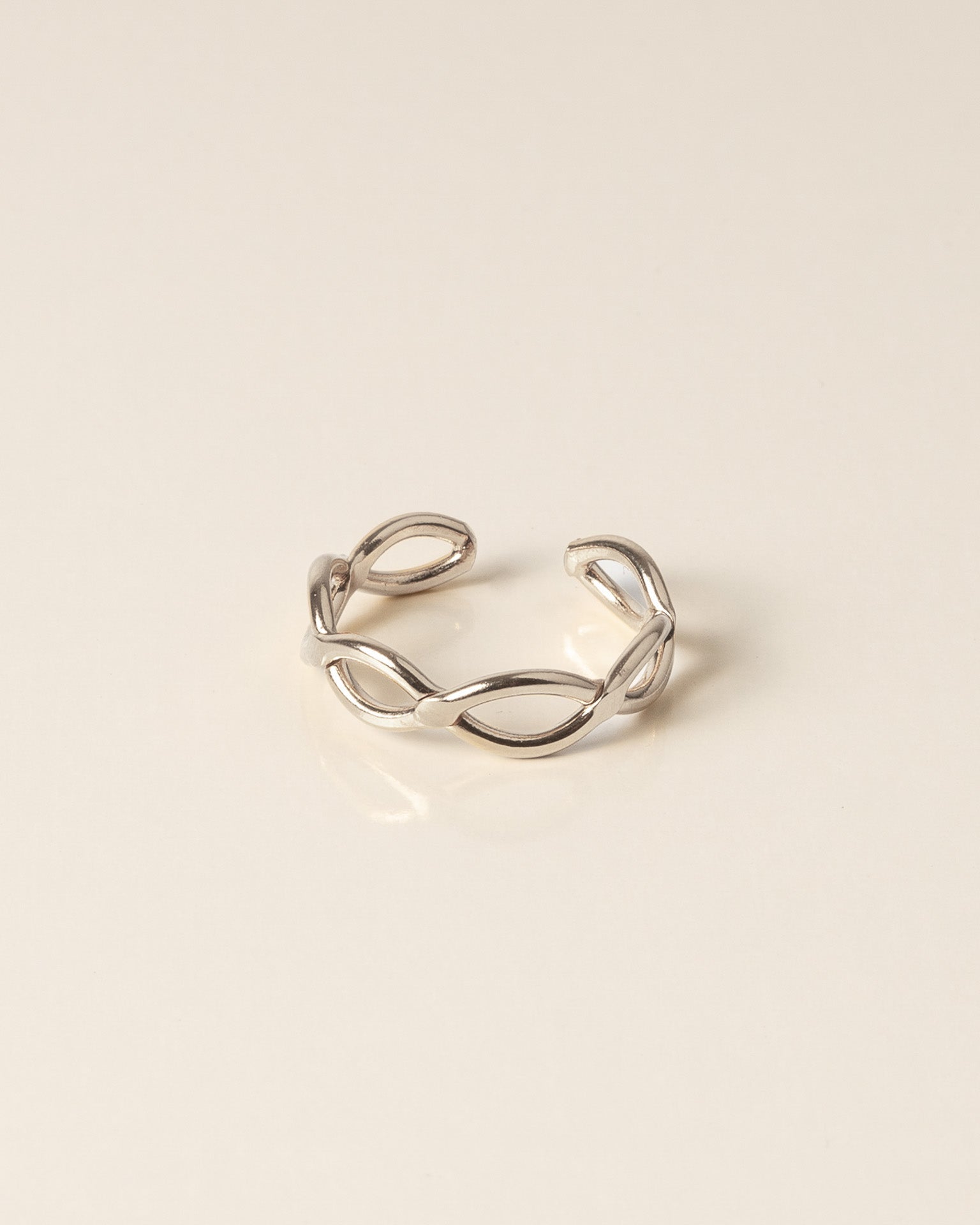 Bague pour femme plaqué argent ajustable anneaux entrelacés