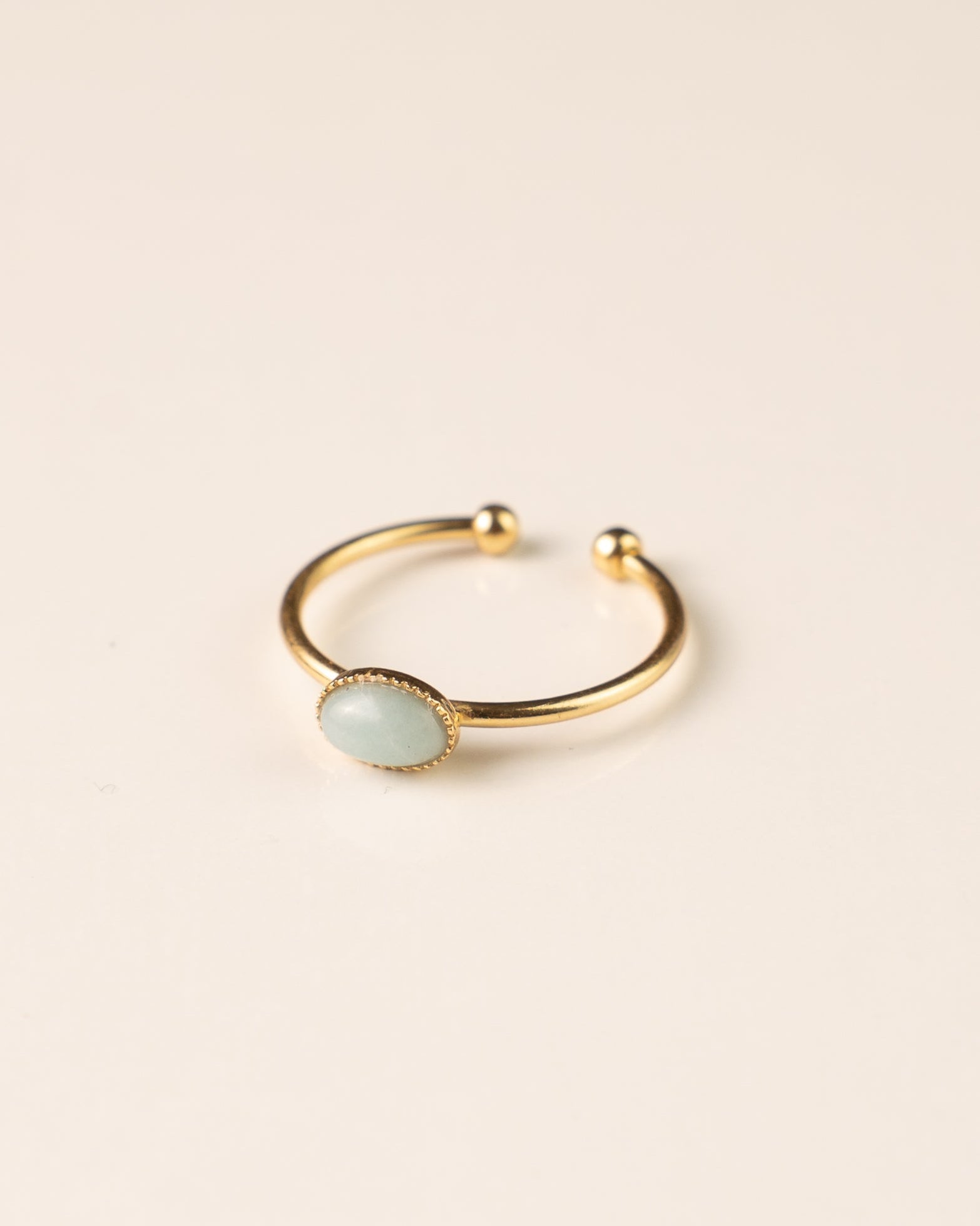 Bague minimaliste pour femme plaqué or ajustable anneau fin et pierre naturelle amazonite 