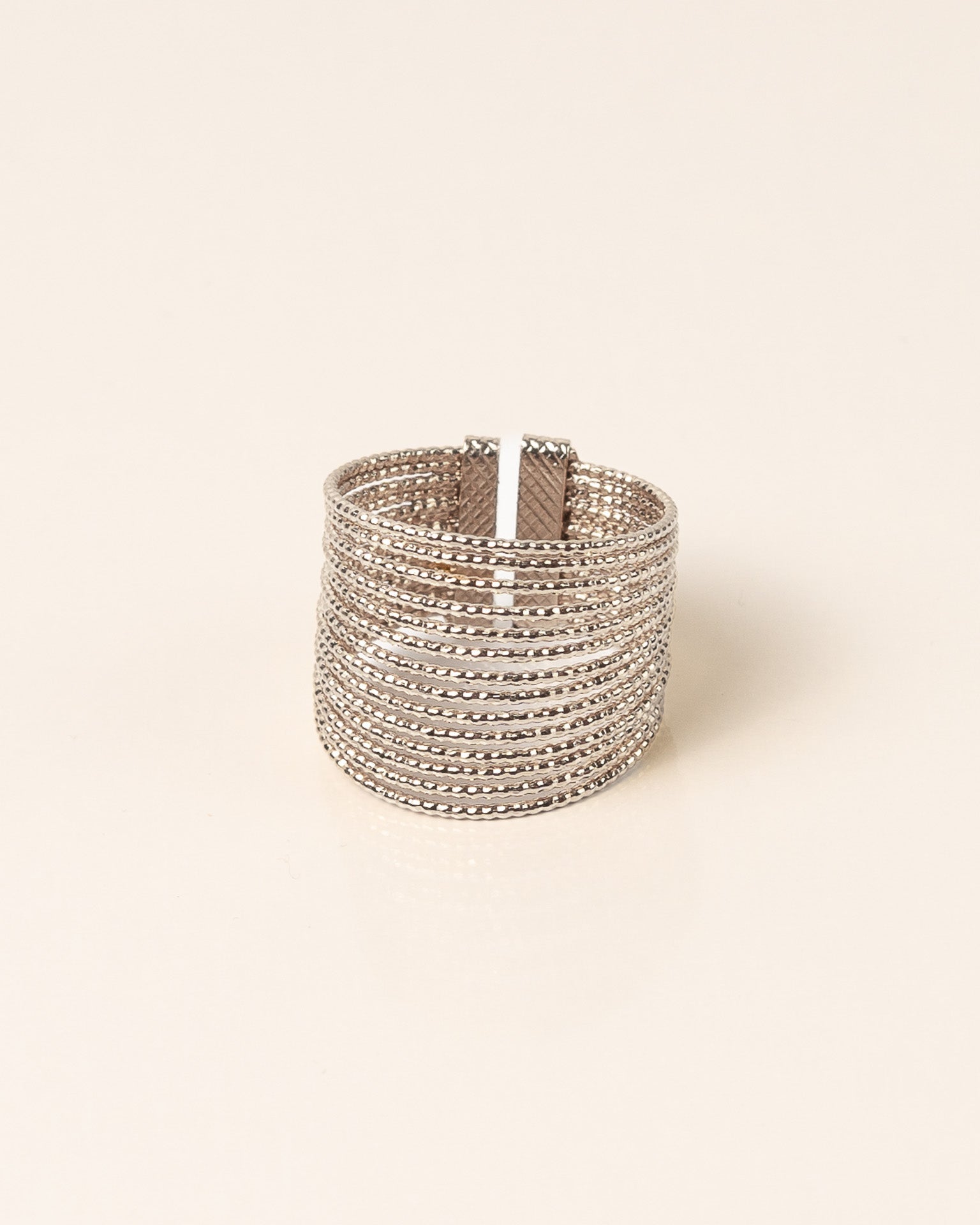 Bague large pour femme plaqué argent ajustable multi anneaux texturés 