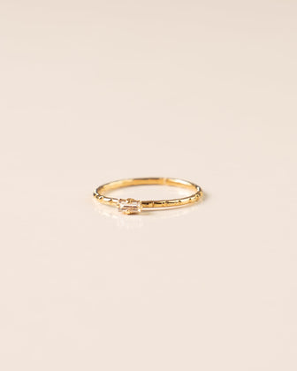 Bague pour femme plaqué or ajustable anneau texturé et serti d'un cristal/strass