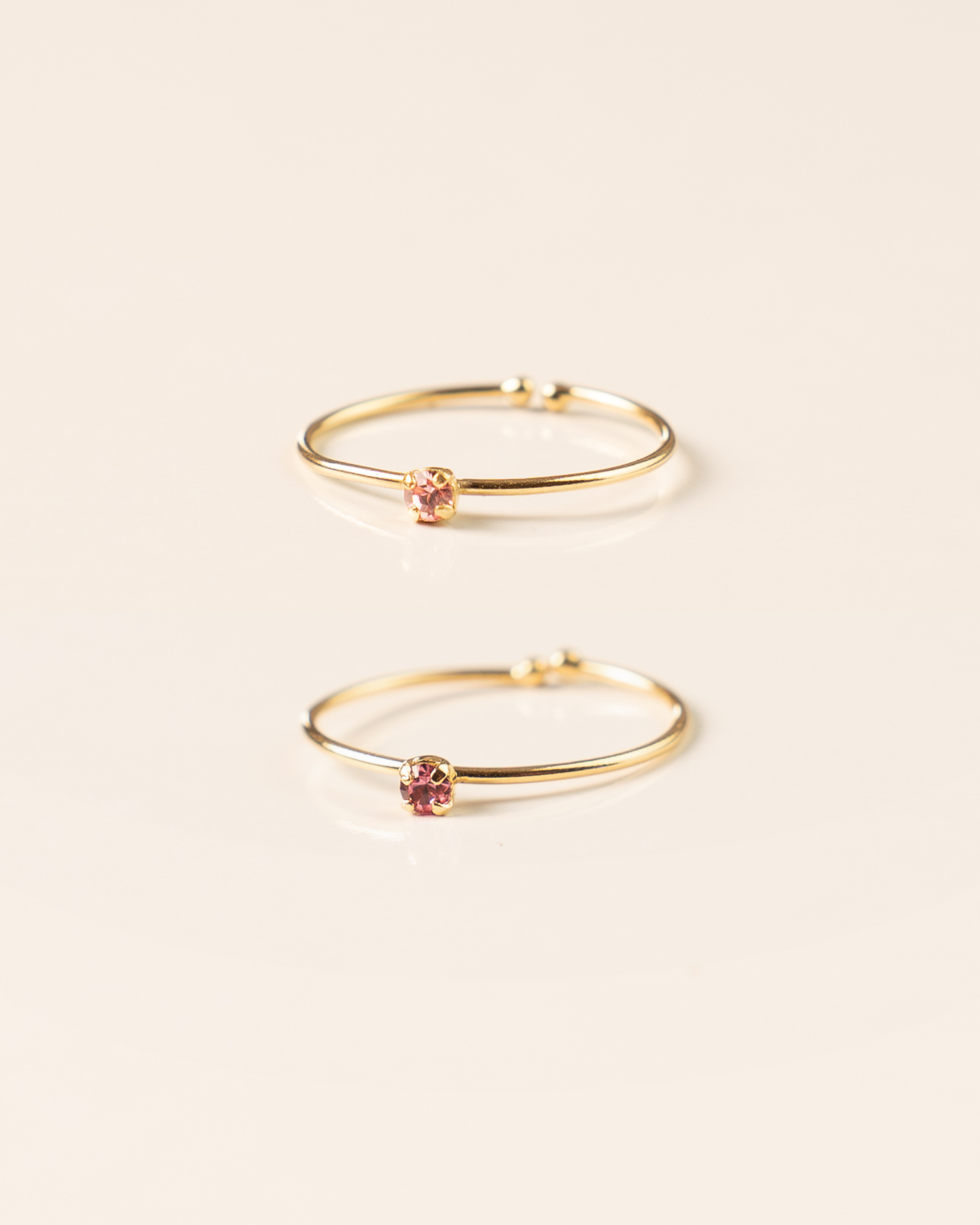 Duo de bagues pour femme  minimaliste plaqué or ajustable anneau fin serti de cristaux/strass bleus